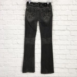 Miss Me Fleur De Lis Charcoal Bling BootCut Jeans